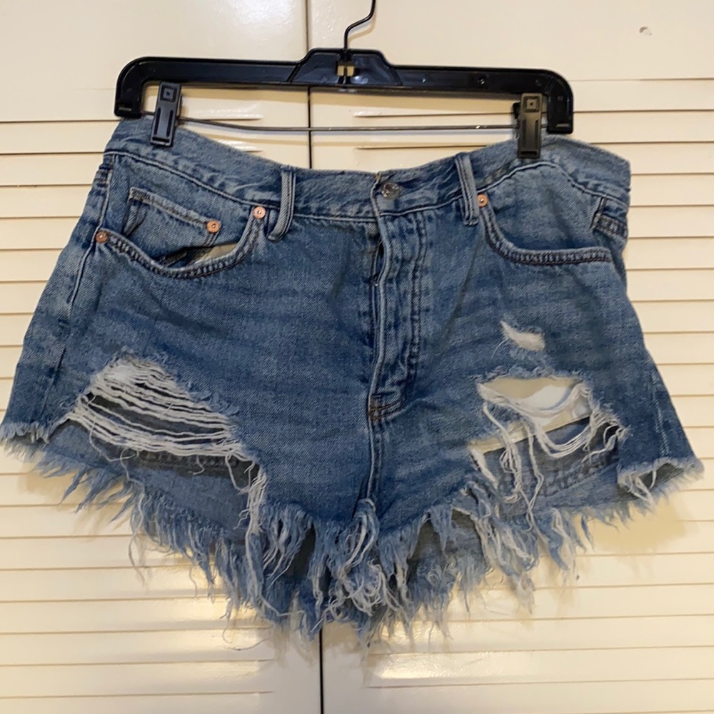 Free People Distressed Denim Shorts